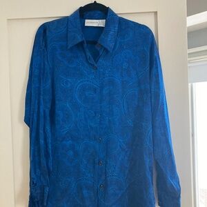 Blue Silk Paisley Liz Claiborne Button Down